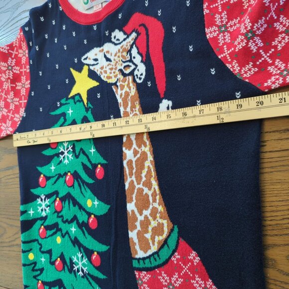 Ugly Christmas Party Giraffe Mens Sweater Sz L Holidays Starry Sky Snowflakes - Picture 6 of 12